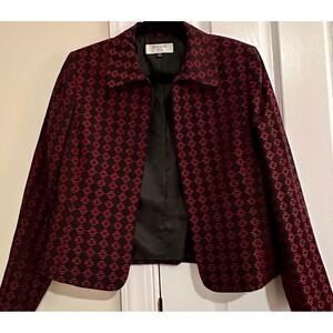 Stresa ASL Petite Blazer Kathy Black Cranberry Red Diamond Jacket 10P NWT